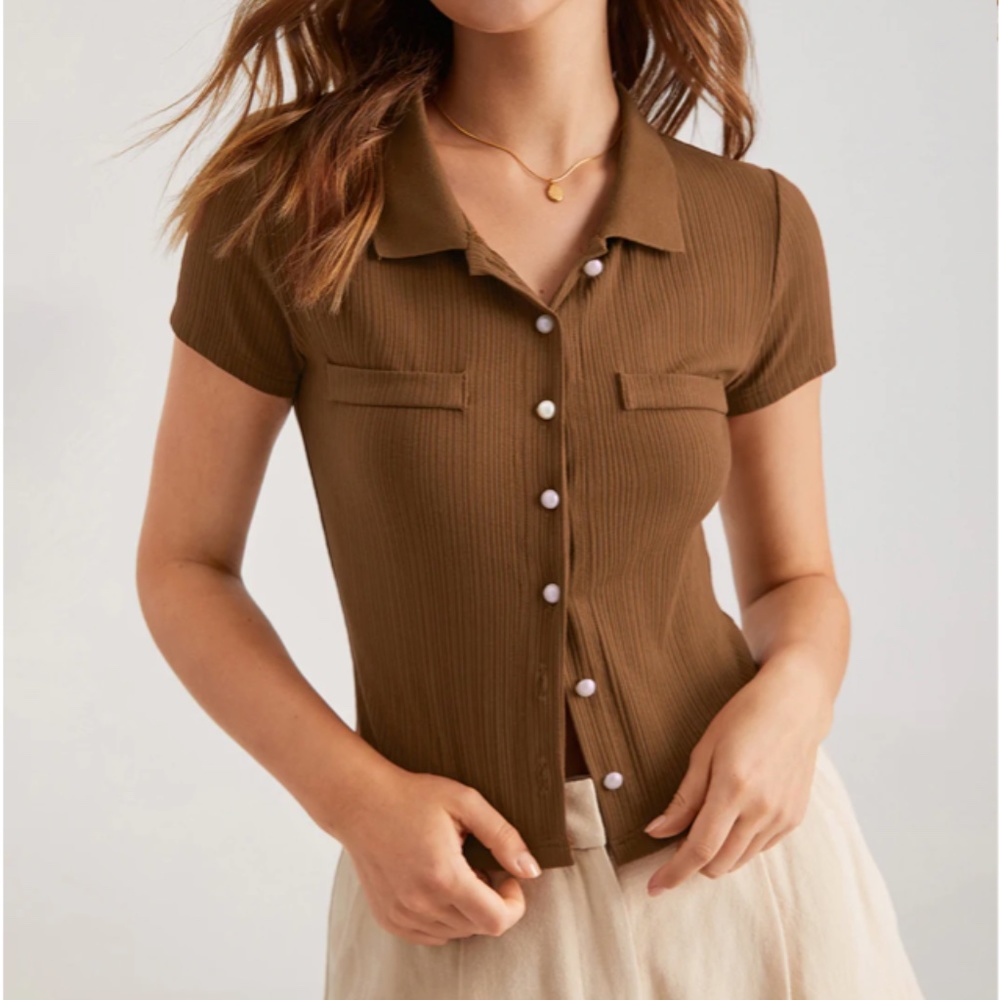 Collared Short Sleeve Top (S)